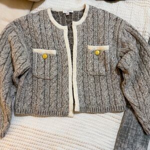 J. Crew Kids Gray and Cream Knit Blazer